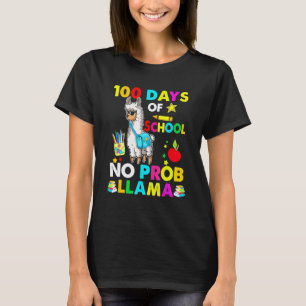 100 Days of School No Probllama Llama Teachers Stu T-Shirt