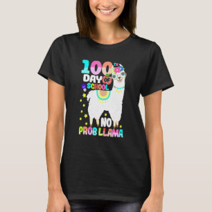 100 Days of School No Probllama Llama Teachers Stu T-Shirt