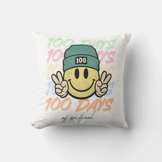 100 days of school, one hundred days of class cushion (Front)