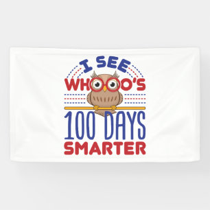 100 Days of School Owl Smarter Teacher  Banner