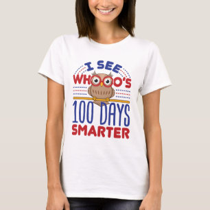 100 Days of School Owl Smarter Teacher T-Shirt