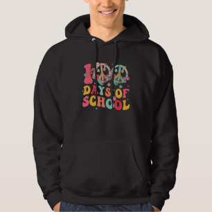 100 Days Of School Peace Sign Love Hippie Retro Gr Hoodie