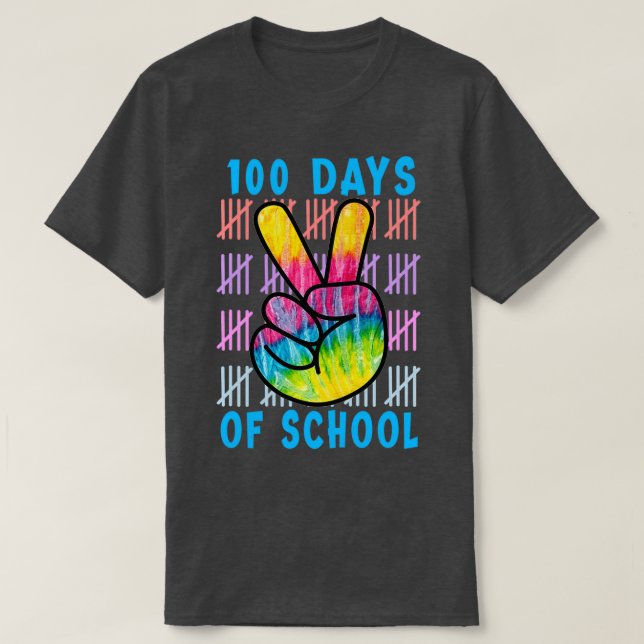 100 Days Of School Peace T-Shirt (Design Front)