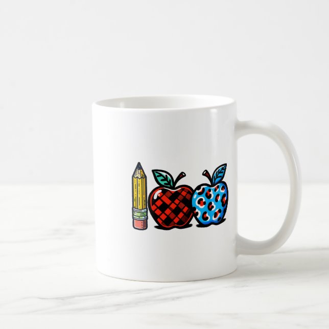 100 Days Of School Pencil And Checkered Leopard Pr Coffee Mug (Right)