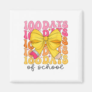 100 Days Of School Pencil Coquette Bow Girls Kids Magnet