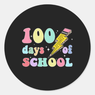100 Days Of School Pencil Funny Teachers Students Classic Round Sticker