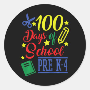 100 Days Of School Pre-k 4 Classic Round Sticker