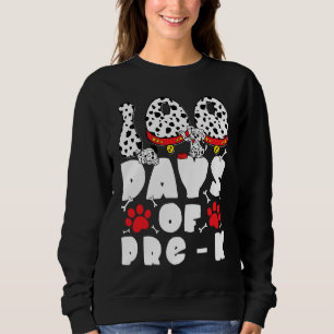 100 Days of School Pre k Dalmatian Dog Kids 100 Da Sweatshirt