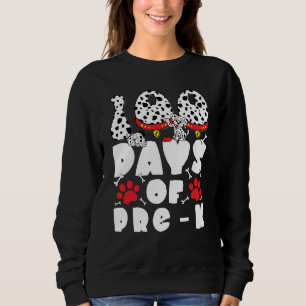 100 Days of School Pre k Dalmatian Dog Kids 100 Da Sweatshirt