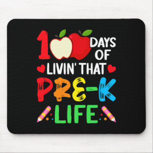 100 Days Of School Pre-k Life Teacher Student Mouse Pad
