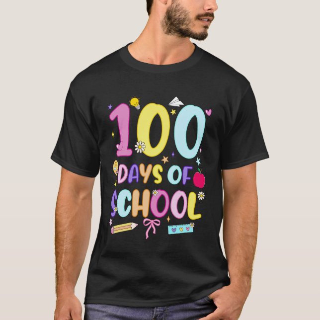100 Days of School Preppy 100th Day of School Girl T-Shirt (Front)