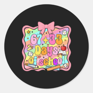 100 Days Of School Preppy 100th Day Of School Teac Classic Round Sticker