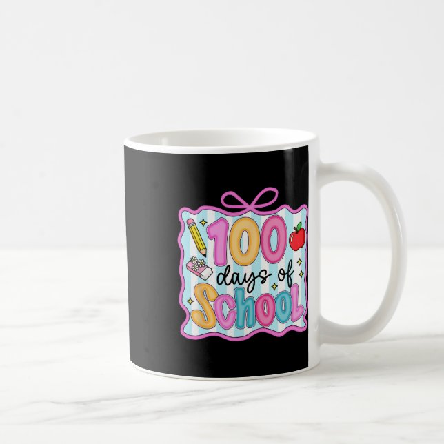 100 Days Of School Preppy Coquette Bow 100th Day T Coffee Mug (Right)