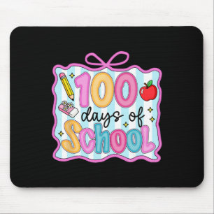 100 Days Of School Preppy Coquette Bow 100th Day T Mouse Pad