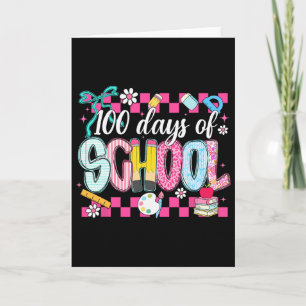 100 Days Of School Preppy Coquette Bow Teacher Kid Card
