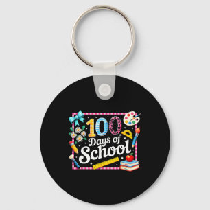 100 Days Of School Preppy Coquette Bow Teacher Kid Key Ring