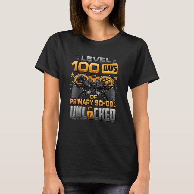 100 Days Of School Primary School Level Unlocked V T-Shirt (Front)