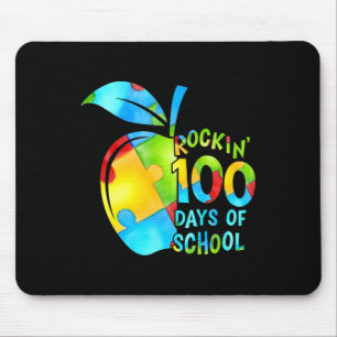 100 Days Of School Puzzle Apple Autism Awareness Mouse Pad