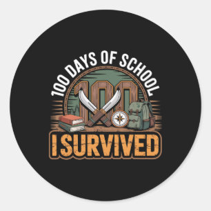 100 Days Of School Rely Survived Funny Kids Teache Classic Round Sticker