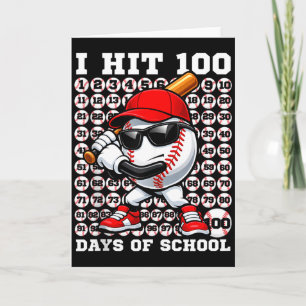 100 Days Of School Retro Baseball Sport For Boys T Card