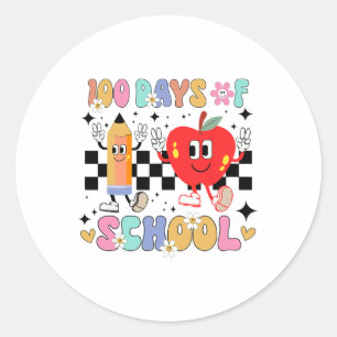 100 Days Of School Retro Boho Flower 100th Day Of Classic Round Sticker