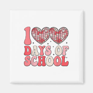 100 Days Of School Retro Disco Hearts 100th Day Magnet