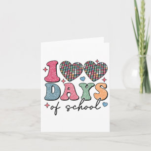 100 Days Of School Retro Disco Hearts 100th Day Of Card