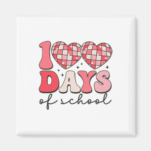 100 Days Of School Retro Disco Hearts 100th Day Of Magnet