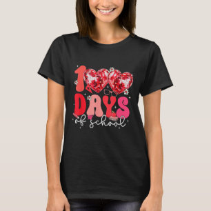 100 Days Of School Retro Disco Hearts 100th Day Of T-Shirt