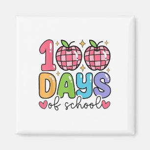 100 Days Of School Retro Disco Teacher Kids Happy Magnet