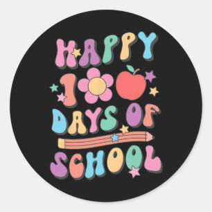 100 Days Of School Retro Groovy 100th Day Of Schoo Classic Round Sticker