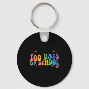 100 Days of School Retro Groovy 100th Day of Schoo Key Ring
