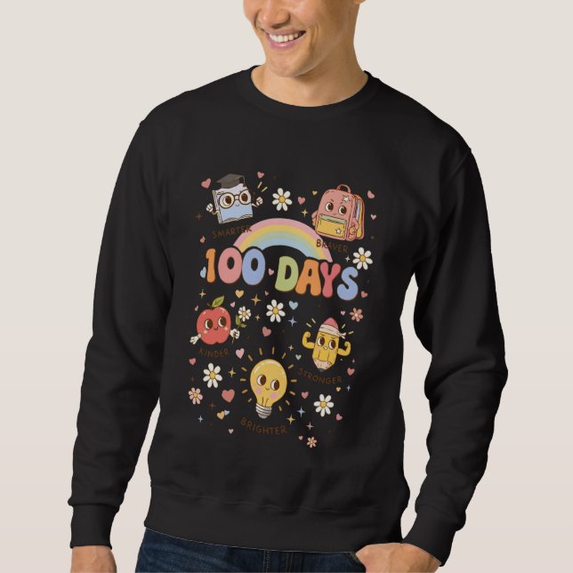 100 Days of School Retro Groovy 100th Day of Schoo Sweatshirt (Front)