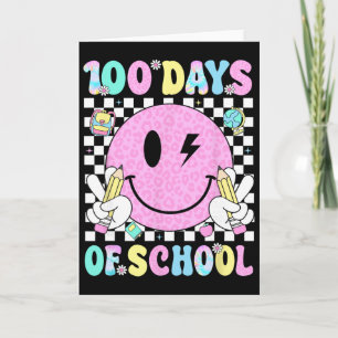 100 Days Of School Retro Smile Face Teacher Kids 1 Card