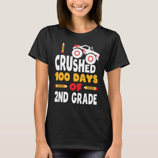100 Days Of School Second Grade Monster Truck 2nd  T-Shirt (Front)