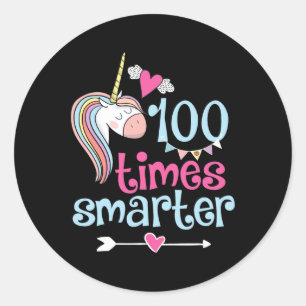 100 Days Of School Shirt 100 times smarter cute un Classic Round Sticker