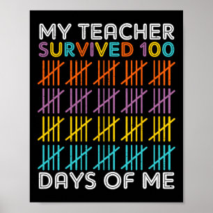 100 Days Of School Shirt Kids 100th Day School Cos Poster