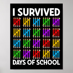 100 Days Of School Shirt Kids 100th Day School Cos Poster