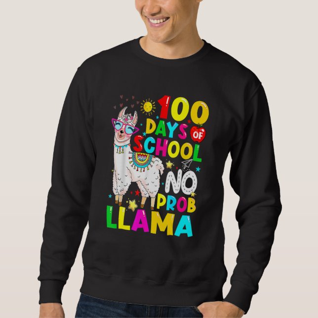 100 Days Of School Shirt No Probllama Llama 100th  (Front)