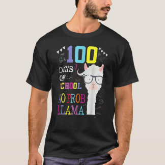 100 Days Of School Shirt No Probllama Llama 100th
