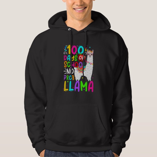 100 Days Of School Shirt No Probllama Llama 100th  (Front)