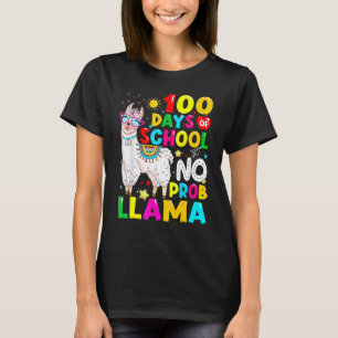 100 Days Of School Shirt No Probllama Llama 100th