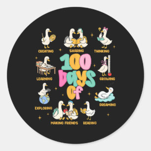100 Days Of School Silly Goose Teacher Men Women 1 Classic Round Sticker