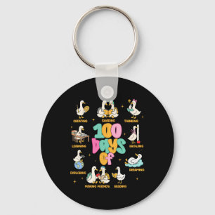 100 Days Of School Silly Goose Teacher Men Women 1 Key Ring