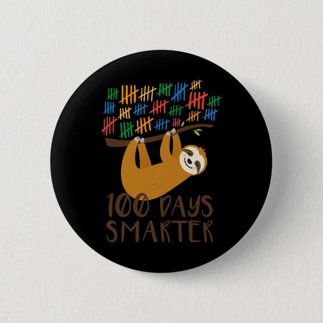 100 Days Of School Sloth  6 Cm Round Badge (Front)