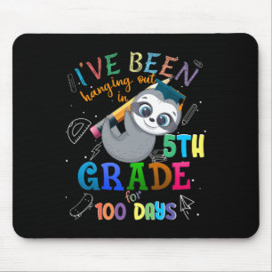 100 Days Of School Sloth Hanging Out In 5th Grade Mouse Pad