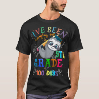 100 Days Of School Sloth Hanging Out In 5th Grade  T-Shirt