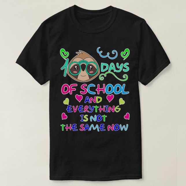100 days of school sloth T-Shirt (Design Front)