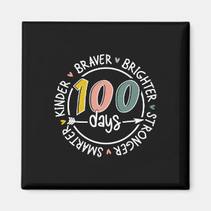 100 Days Of School Smarter Kinder Stronger Brighte Magnet