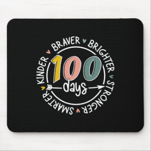 100 Days Of School Smarter Kinder Stronger Brighte Mouse Pad